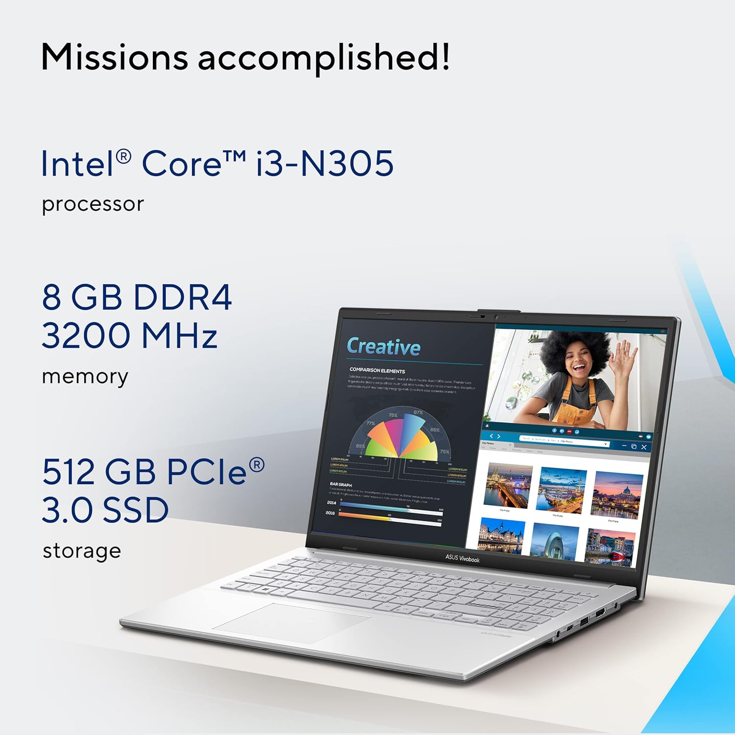 Asus VivobookGo15OLED E1504GA-LK321WS Laptop (Intel® Core™ i3-N305
