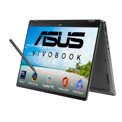 ASUS Vivobook 14 Flip OLED, TP3407SA-QL024WS AI Powered Laptop (Intel Core Ultra 5 226V / 16GB / 512GB / Intel Arc Graphics / 14″WUXGA Touch / Windows 11 Home)