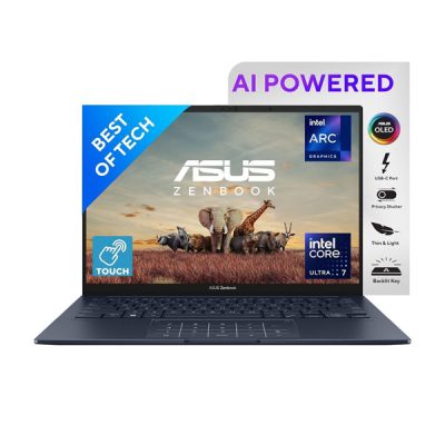 Asus Zenbook14 OLED UX3405MA-PZ762WS Laptop (INTEL CORE ULTRA 7-155H / EVO / 32GB LPDDR5X / 1TB PCIe® 4.0 SSD / 14.0-inch / 2.8K (2880 x 1800) 16:10 OLED Touch / Ponder Blue  / Backlit KB / Win 11 Home / MS Office)