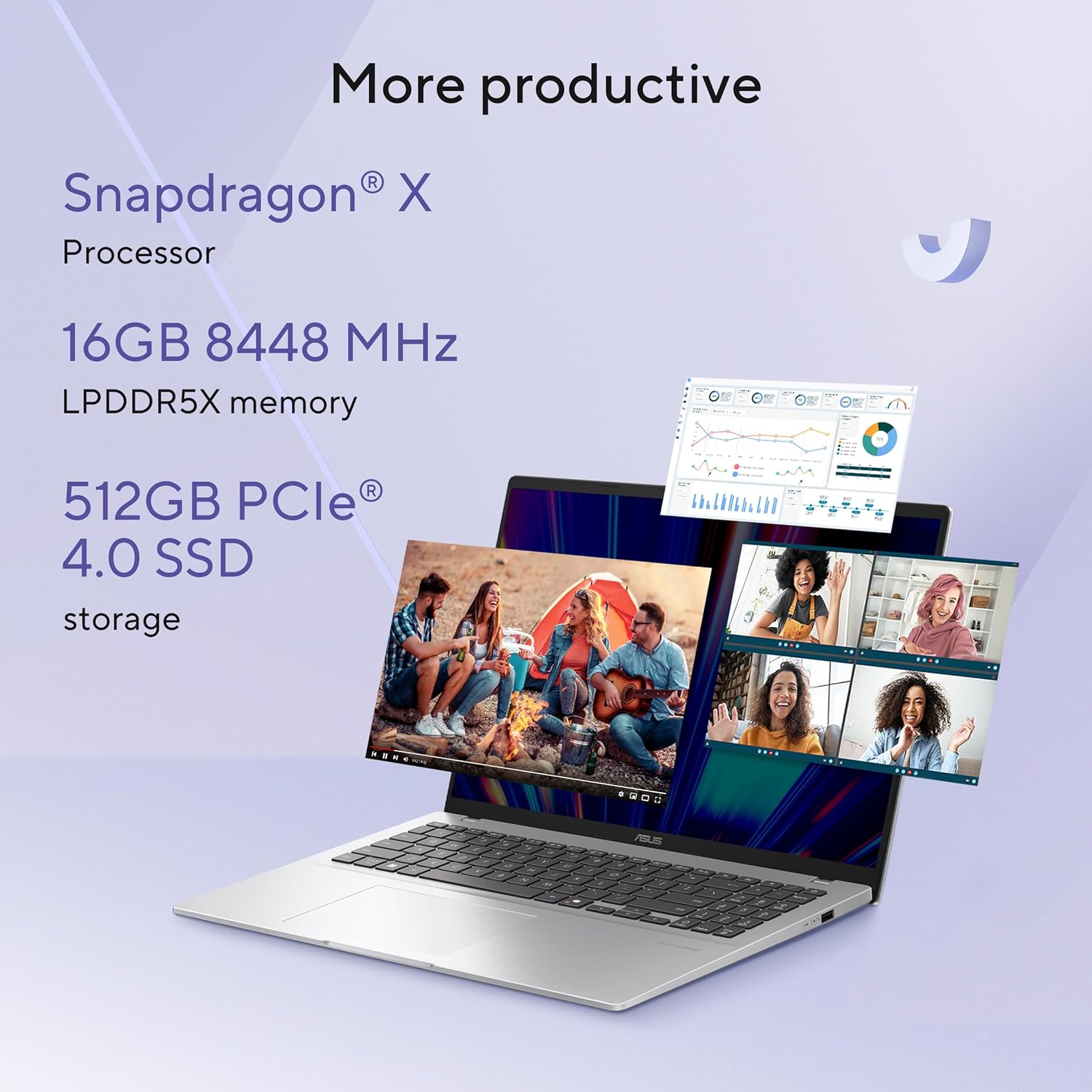 ASUS Vivobook 16, X1607QA-MB050WS AI Powered Laptop (Snapdragon X