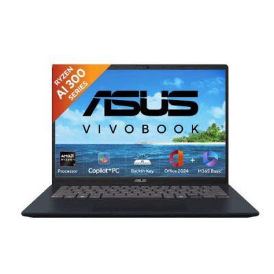 ASUS Vivobook 14 M1407KA-LY112WS Laptop (AMD RYZEN AI 7 350 / DDR5 16G[ON BD.] / 512G PCIE G4 / 14.0-inch / 14″ WUXGA ANTI-GLARE NON-TOUCH / 1B-QUIET BLUE / Backlit KB / Win 11 Home / MS Office 2024)