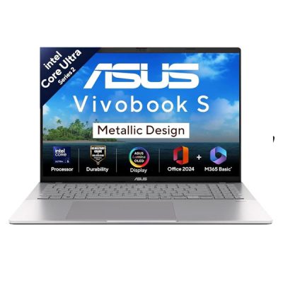 ASUS Vivobook S16 S3607CA-SH071WS Laptop (INTEL CORE ULTRA 5 225H / DDR5 16G[ON BD.] / 512GB PCIe® 4.0 SSD / 16.0-inch / 16″ OLED WUXGA BEND GLARE NON-TOUCH / Backlit KB / Win 11 Home / MS Office 2024 + MSO 365)